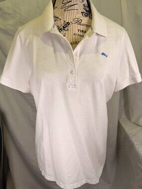 Tommy Bahama White Polo Shirt Women’s Large Cotton Stretch Short Sleeve